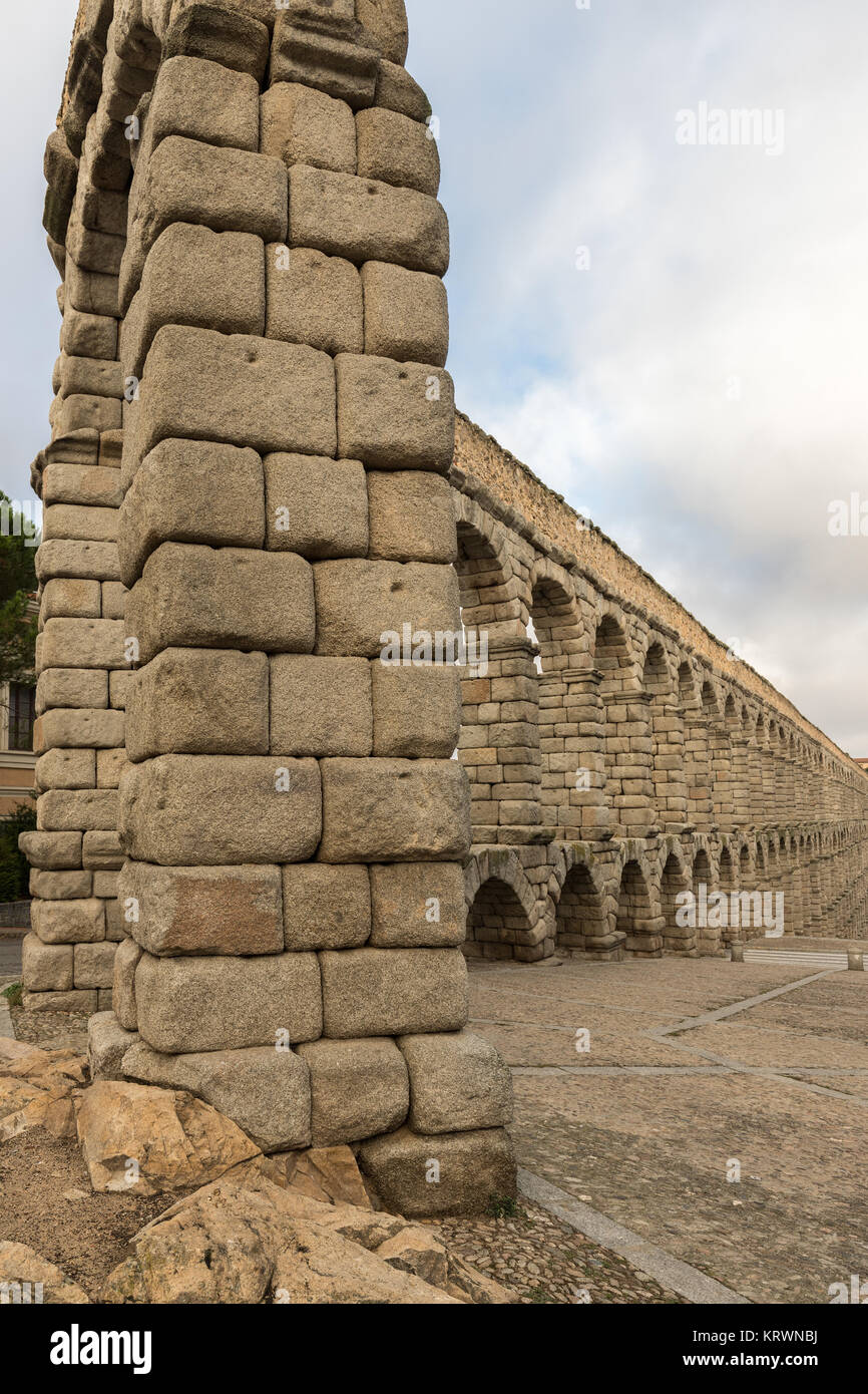 Roman Aqueduct of Segovia. Ancient aqueduct built by the Romans Stock ...
