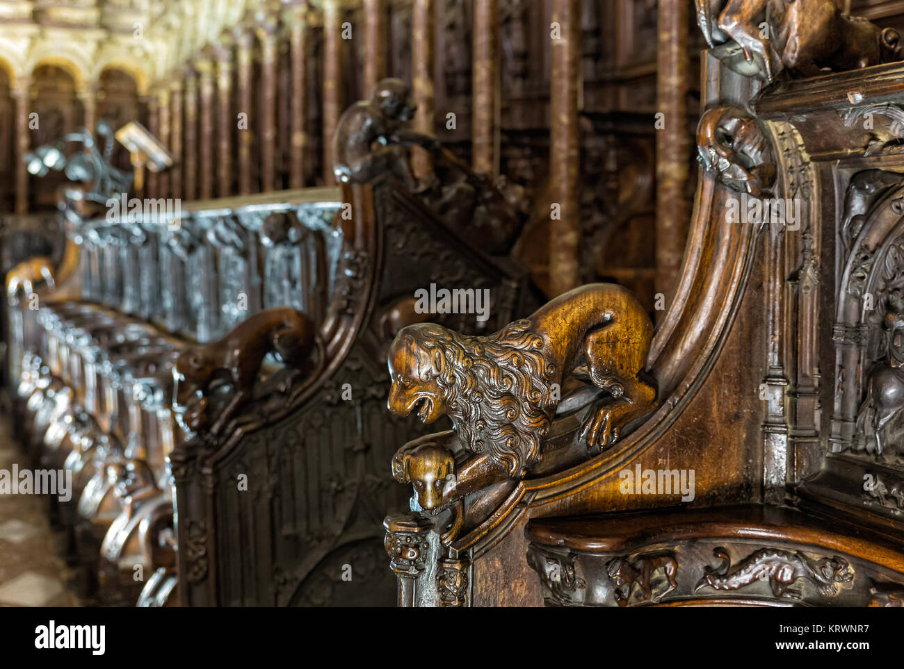 Detail of the choir at the Cathedral in Toledo. Spain. Stock Photo
