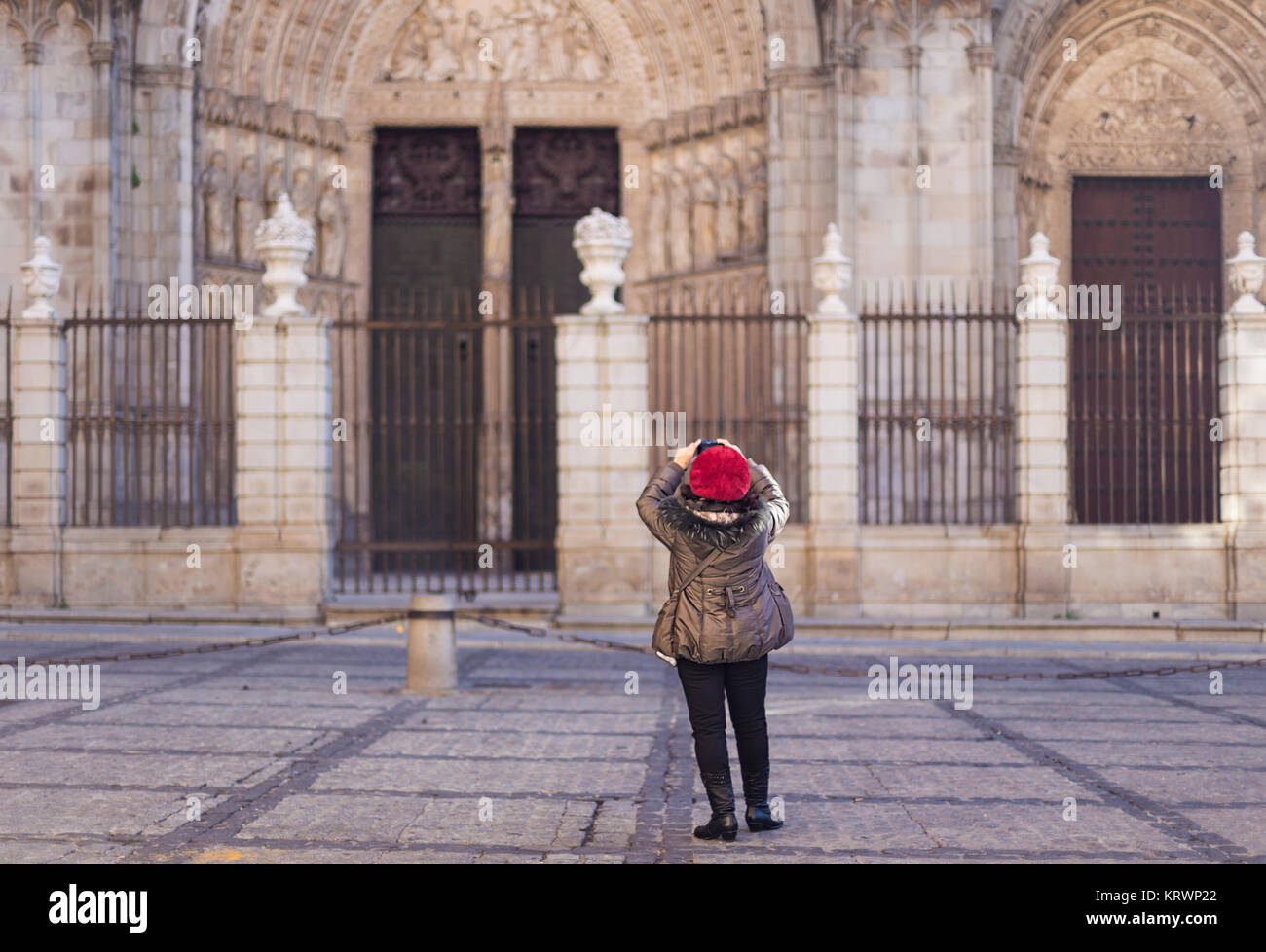 Next to one of the porticos in Toledo Cathedral. Spain. Stock Photo