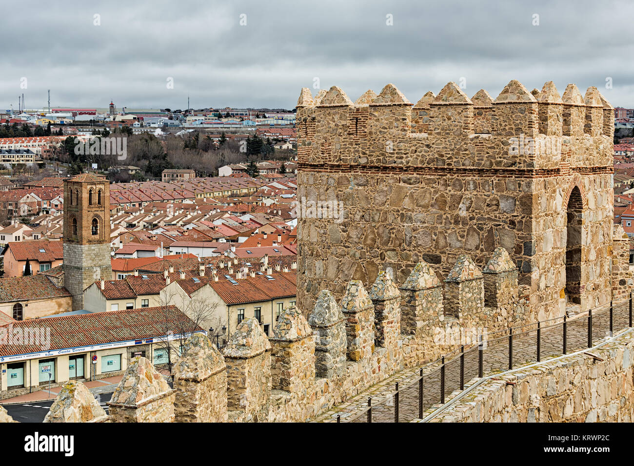 Detail of these famous walls in Avila. Spain Stock Photo Alamy