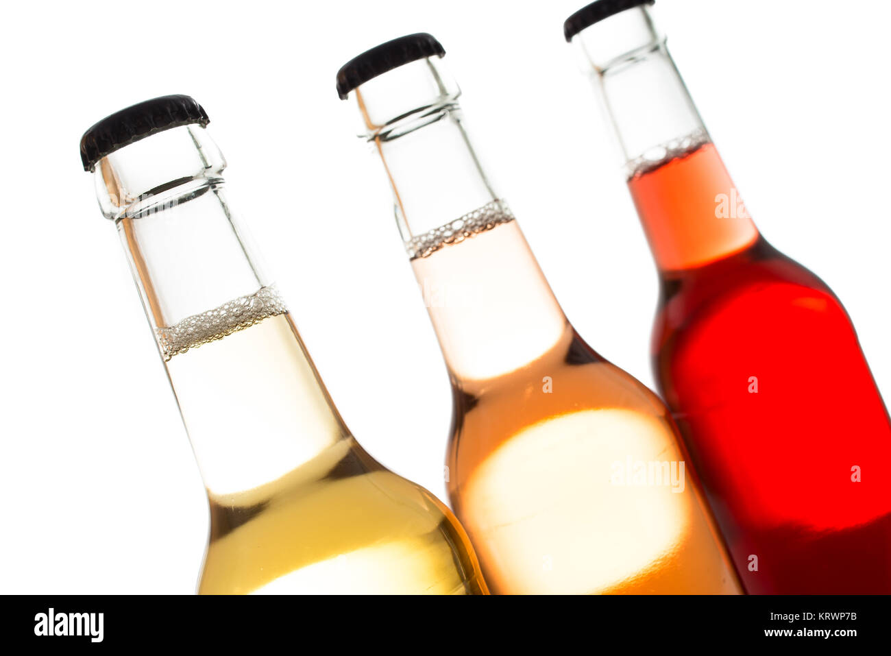 colourful sodas with pearls in bottles Stock Photo