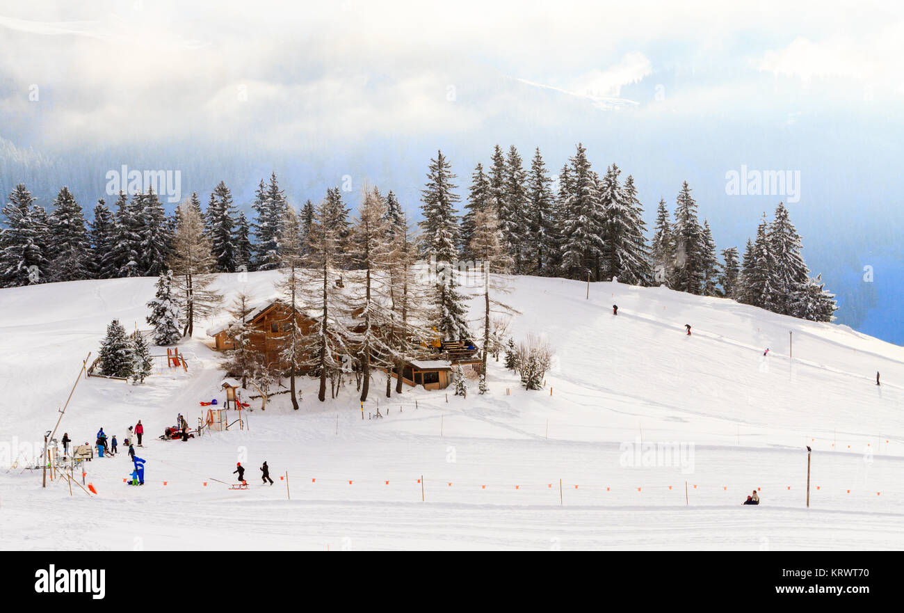 winter sports in switzerland,villarssurollon Stock Photo Alamy