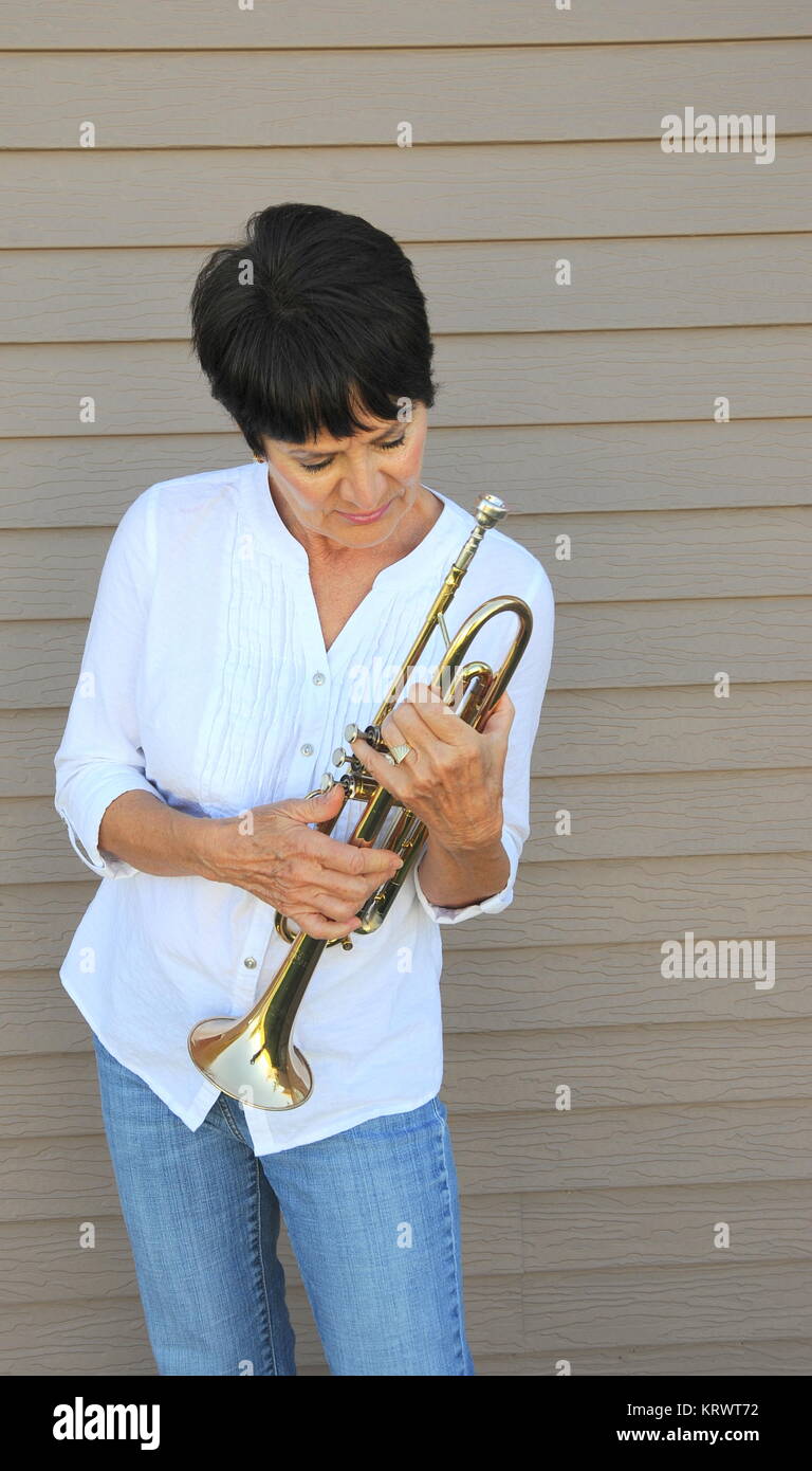 Female trumpet player Stock Photo Alamy