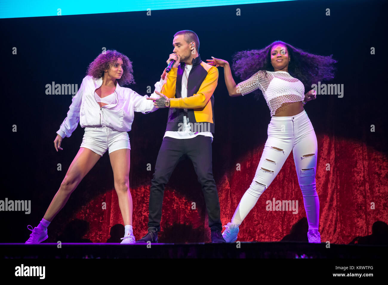 Liam Payne performing at 93.3 FLZ's iHeartRadio Jingle Ball on December 16, 2017 at Amalie Arena in Tampa, Florida. Stock Photo