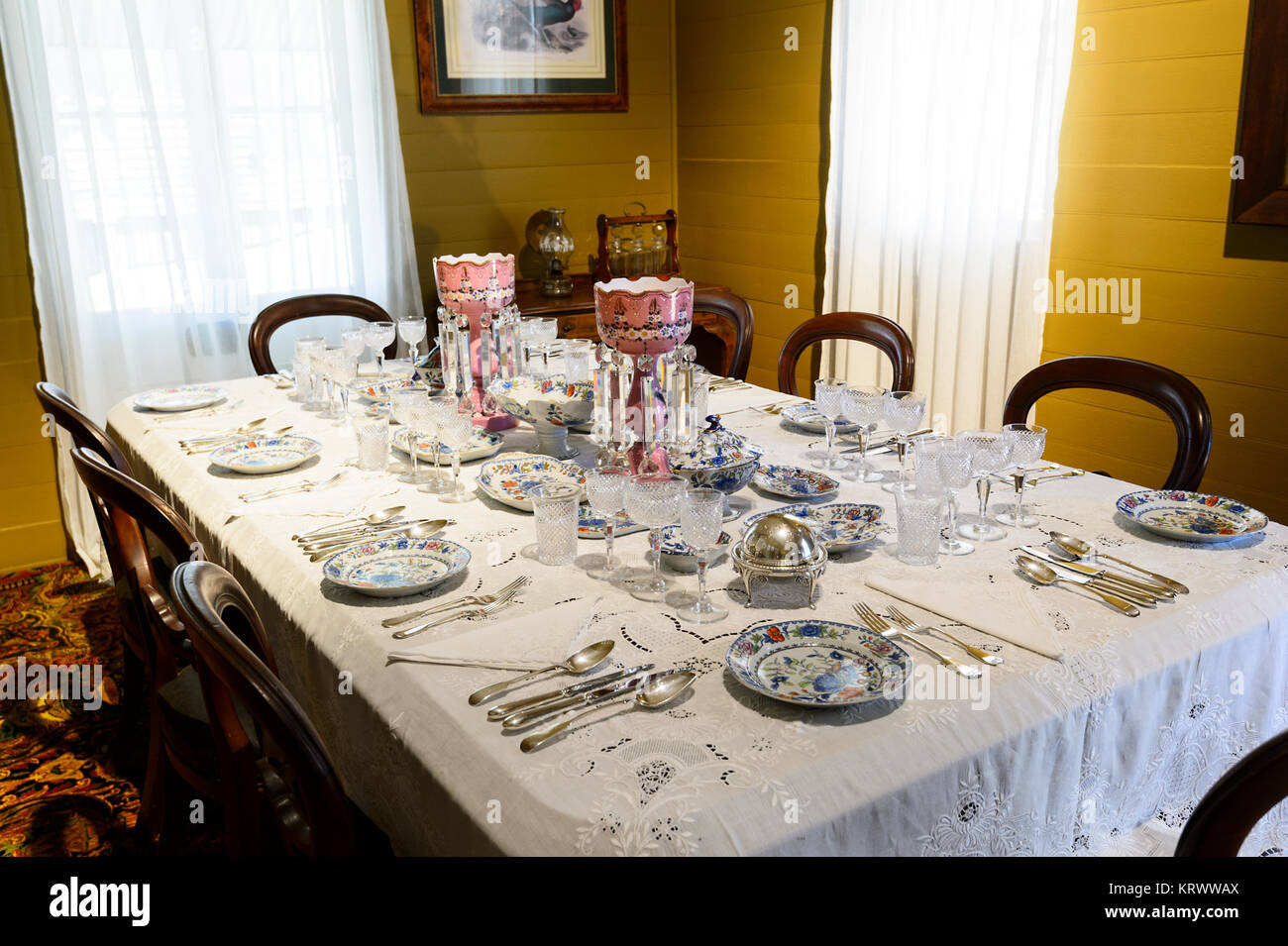 Old fashioned dining room displayed at Herberton Historic Village