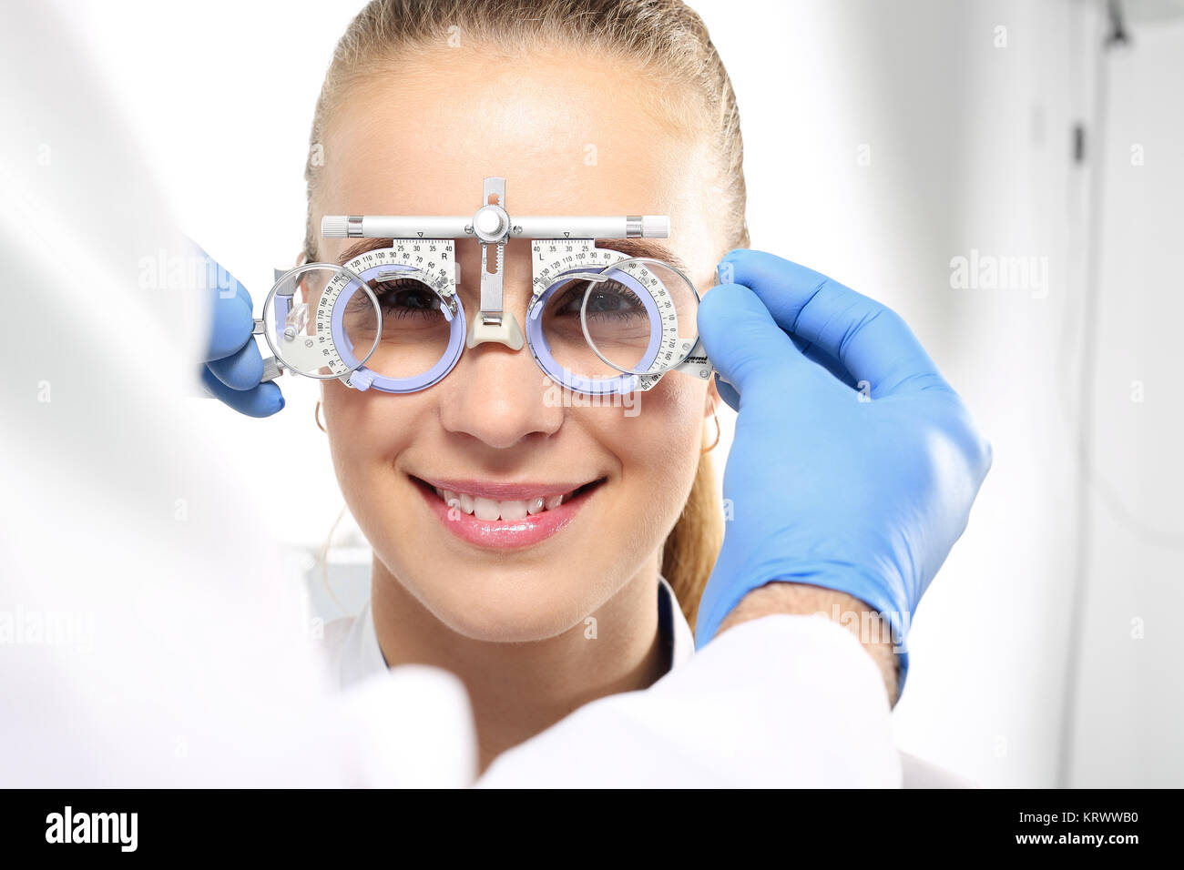 optician,selection of corrective lenses. progressive glasses,selection