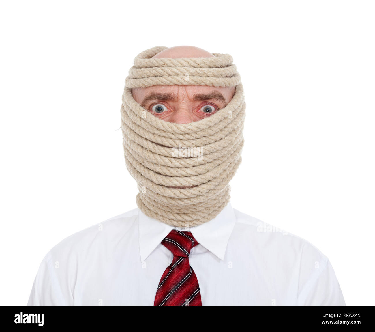 businessman wrapped face Stock Photo