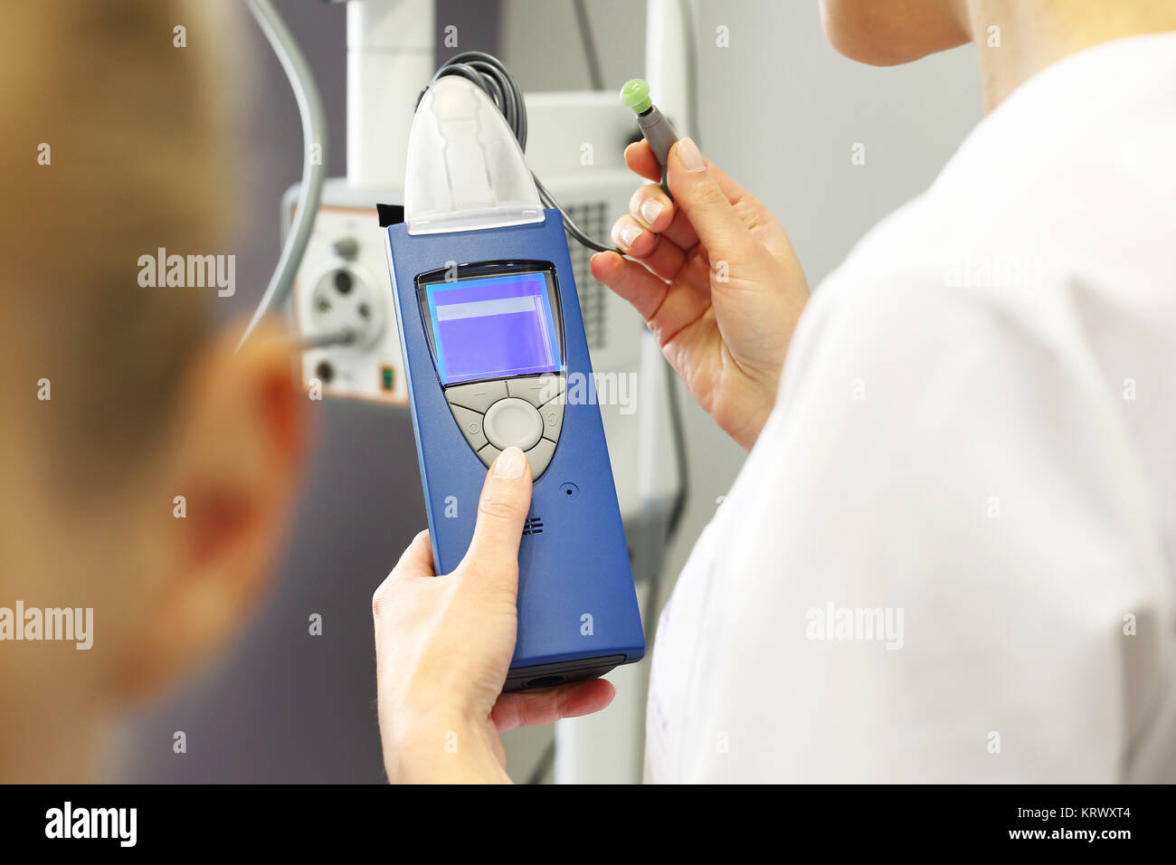 laryngologist. hearing test. a patient at an ent specialist. hearing