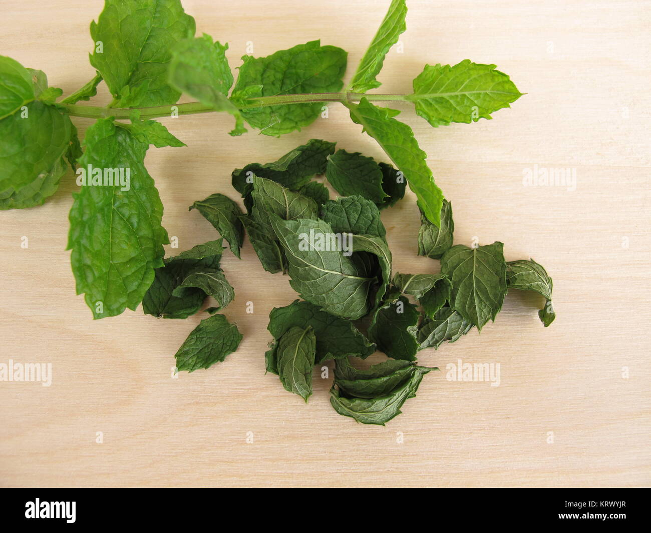 fresh and dried peppermint leaves Stock Photo Alamy