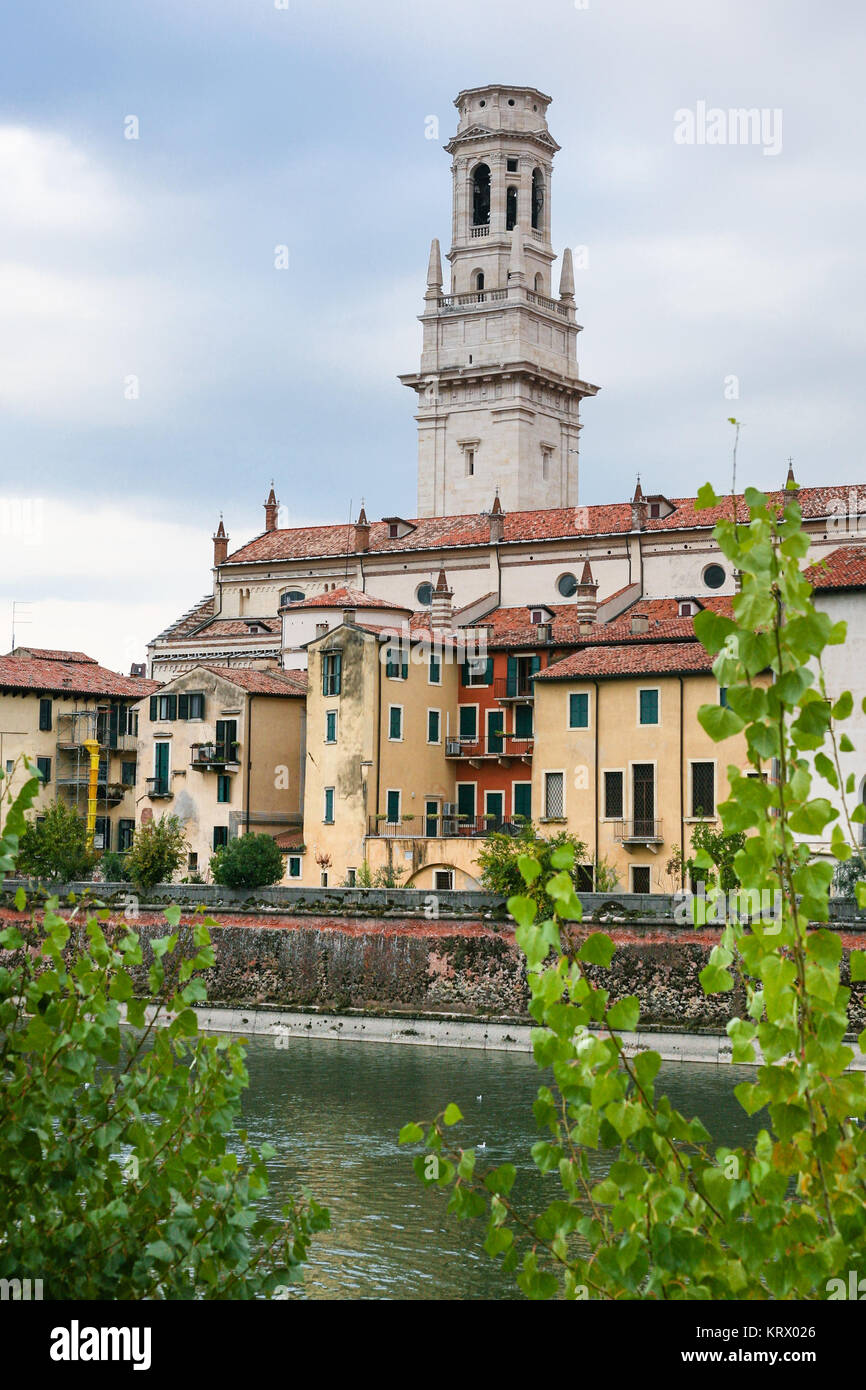 Verona cityscape with waterfront of Adige river Stock Photo - Alamy