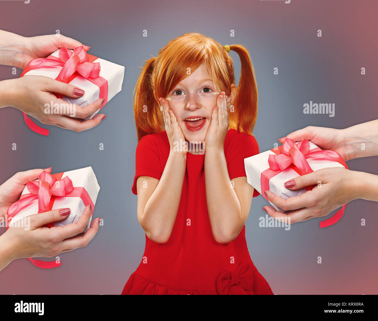 Beautiful portrait of a surprised little girl Stock Photo - Alamy