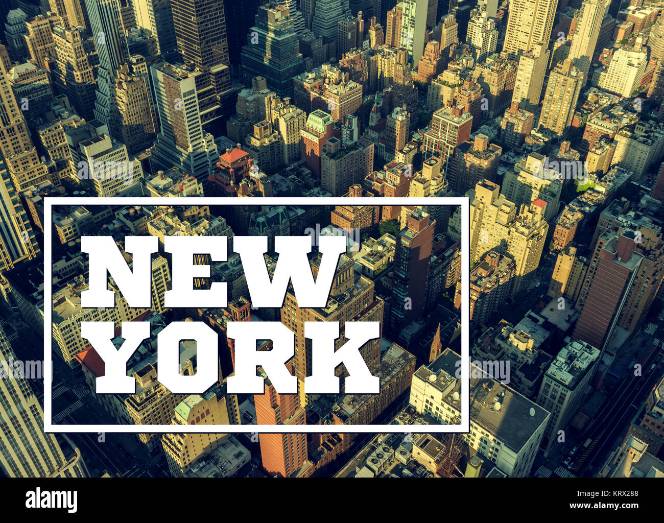 New York City Manhattan street aerial view with skyscrapers Stock Photo ...