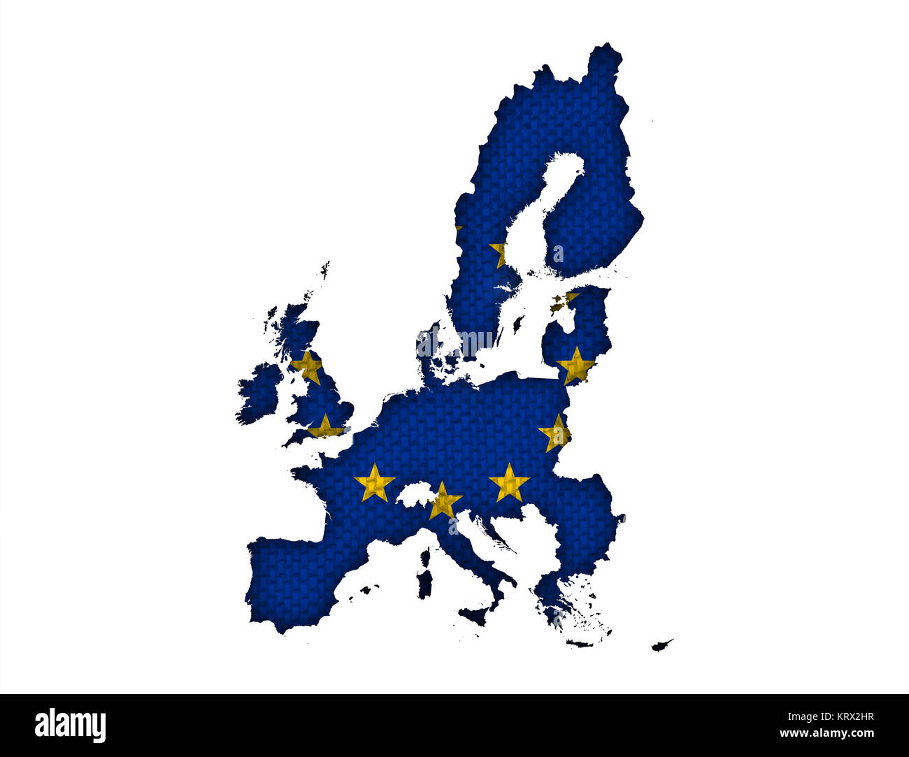 Karte und Fahne der EU auf altem Leinen Stock Photo