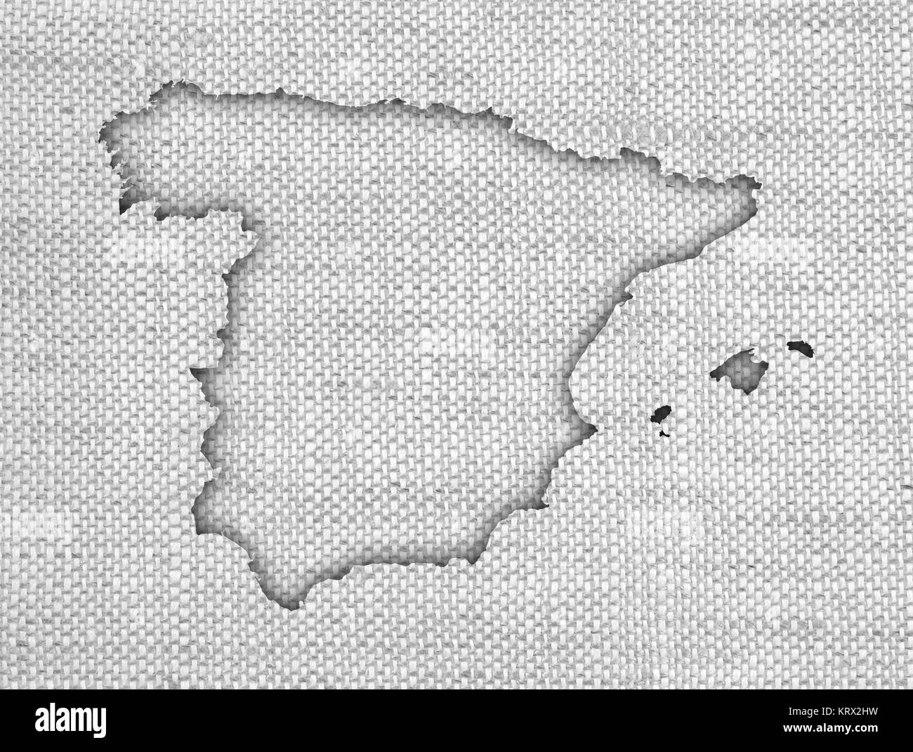 Karte von Spanien auf altem Leinen Stock Photo