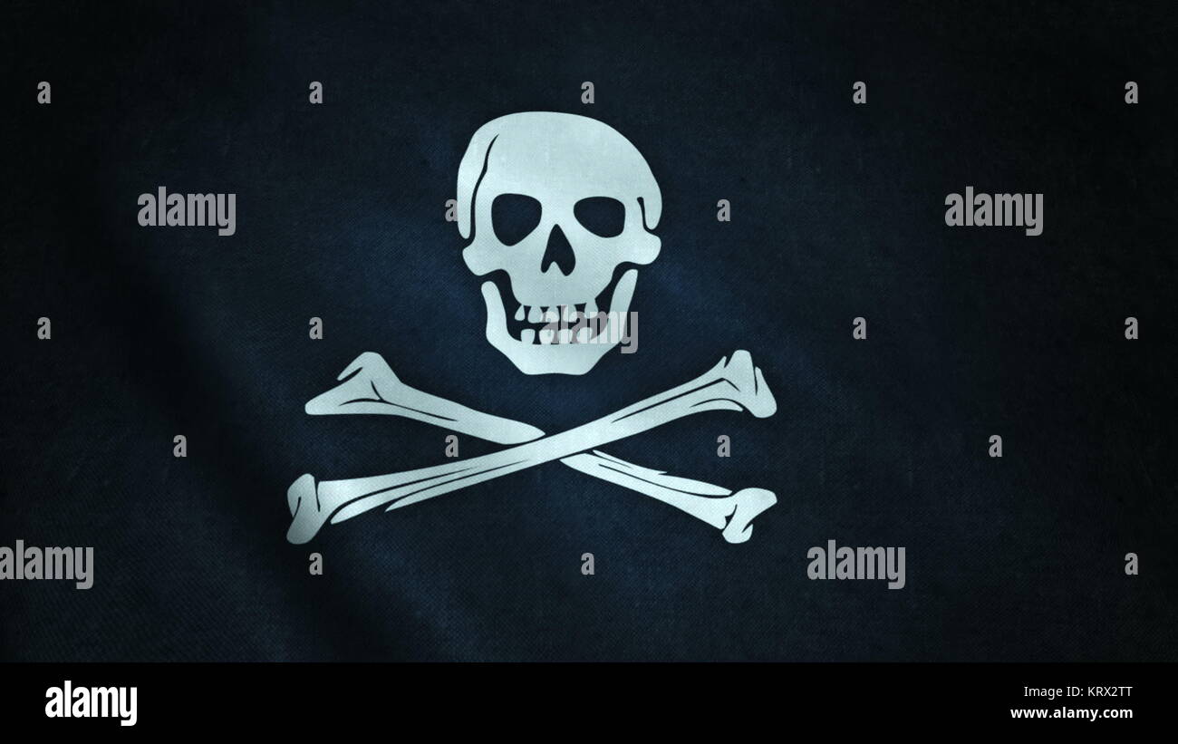 animation of pirate flag closeup Stock Photo