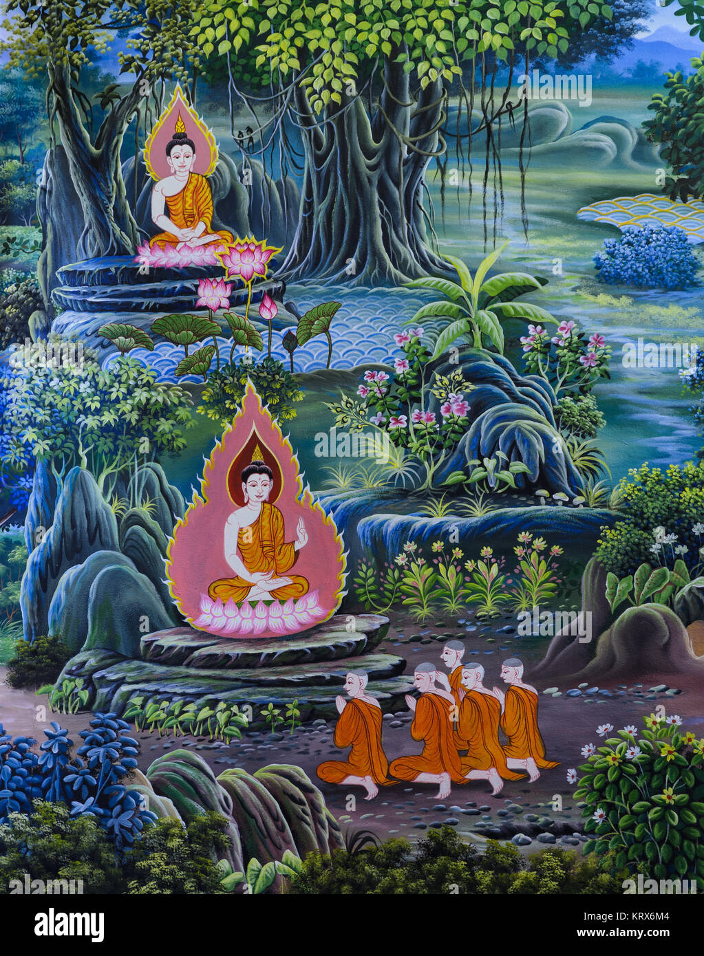 Thai Mural Buddhist Art Stock Photo - Alamy