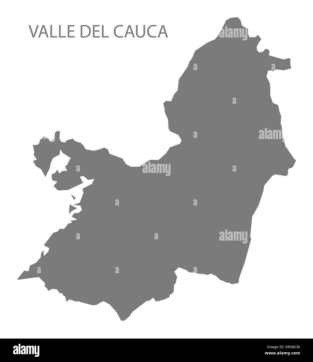 Valle del Cauca Colombia Map in grey Stock Photo