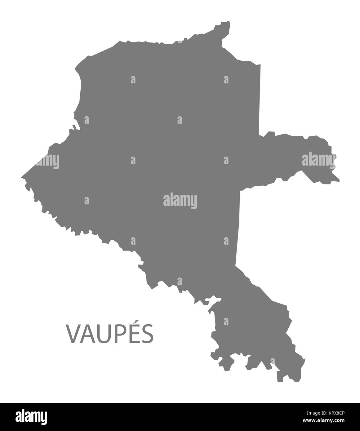 Vaupes Colombia Map in grey Stock Photo