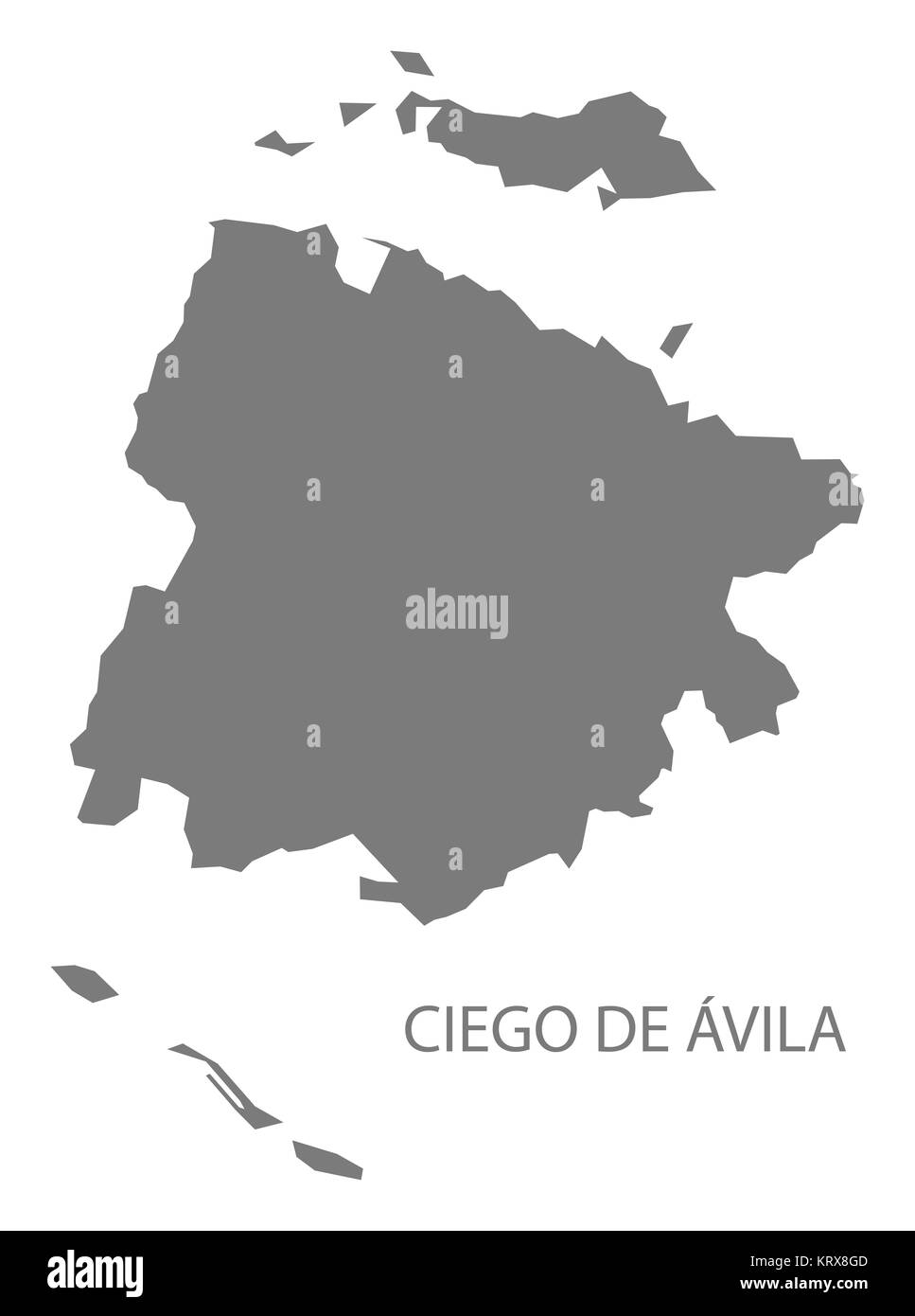 Ciego de Avila Cuba Map grey Stock Photo