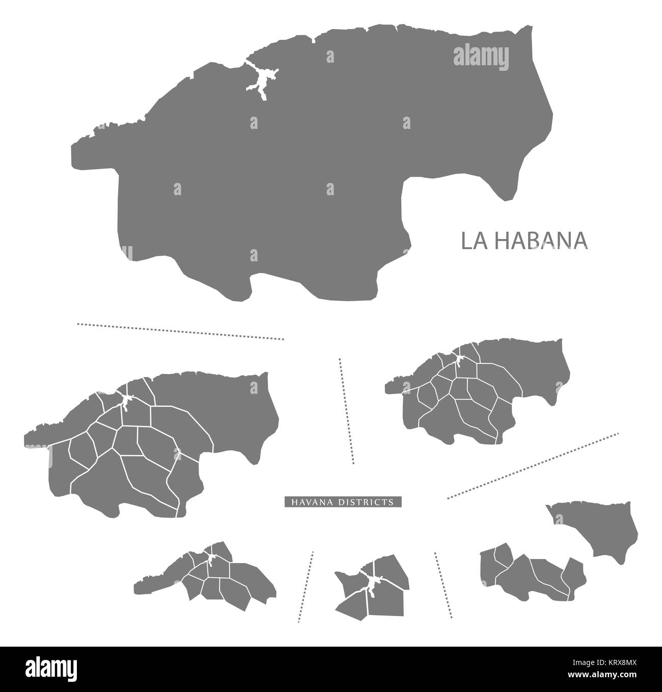 La Habana Cuba Map grey Stock Photo
