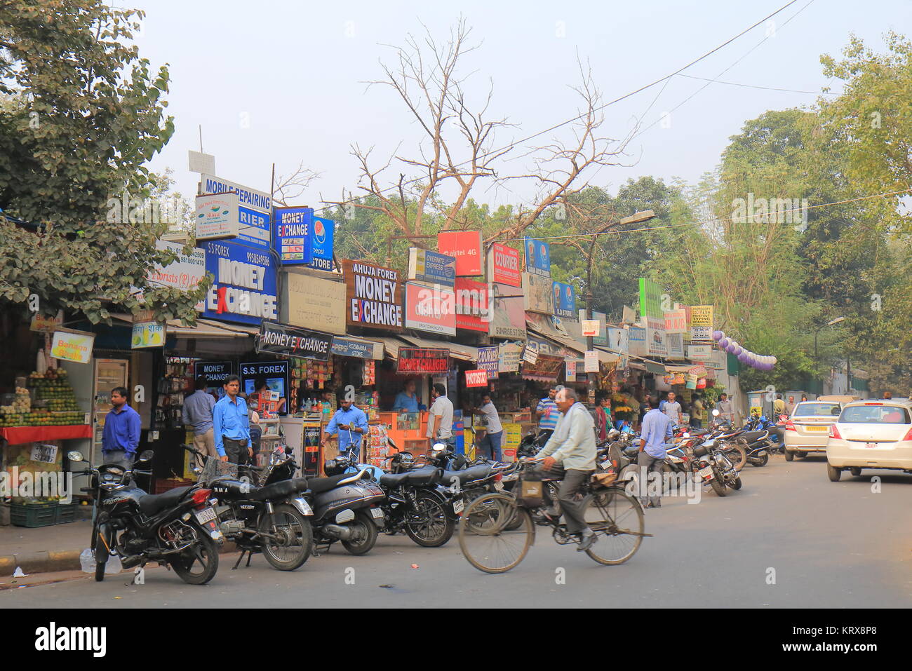 People Visit Khan Market Shopping Street In New Delhi India Stock - 