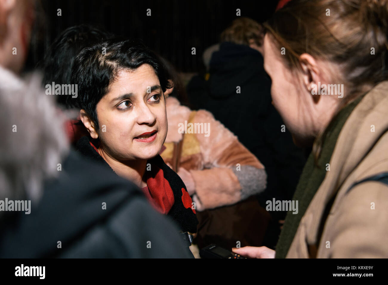 London, UK. 20th Dec, 2017. Shami Chakrabarti at a period poverty protest in Whitehall. Protesters on Whitehall were joined by a range of celebrities, activists, Labour and Liberal Democrat MPs to call for an end to period poverty. Credit: tinite photography/Alamy Live News Stock Photo