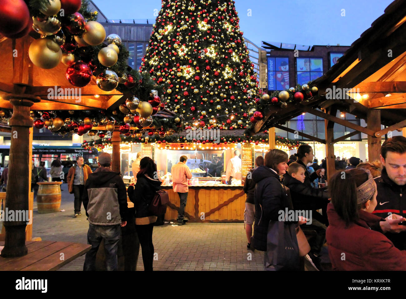 German Market, Bristol, England December 21, 2017 On Bristol's