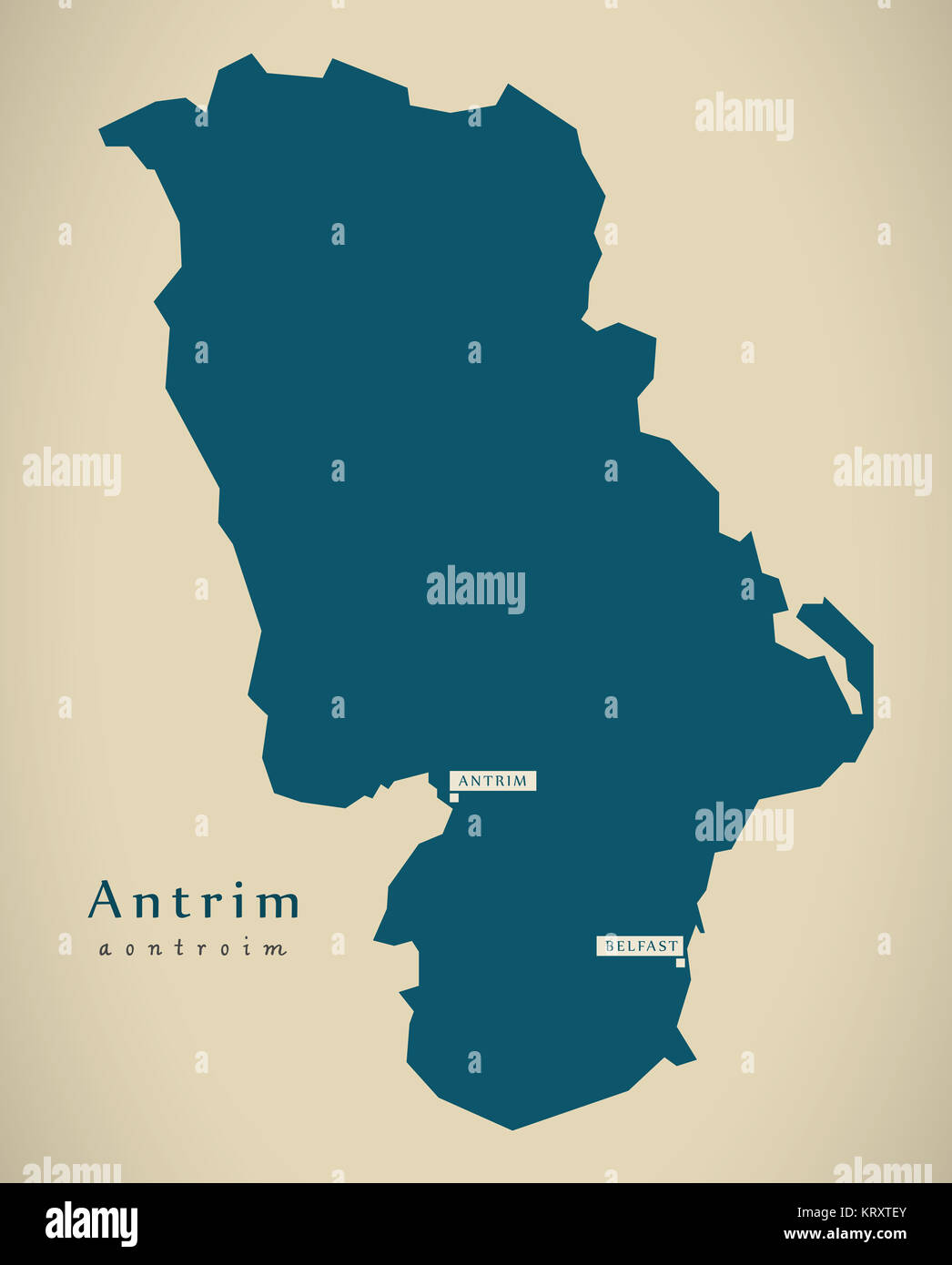 Modern Map Antrim UK Northern Ireland illustration Stock Photo Alamy