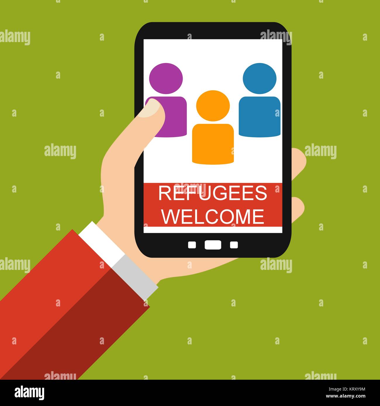 refugees icon on the smartphone Stock Photo Alamy