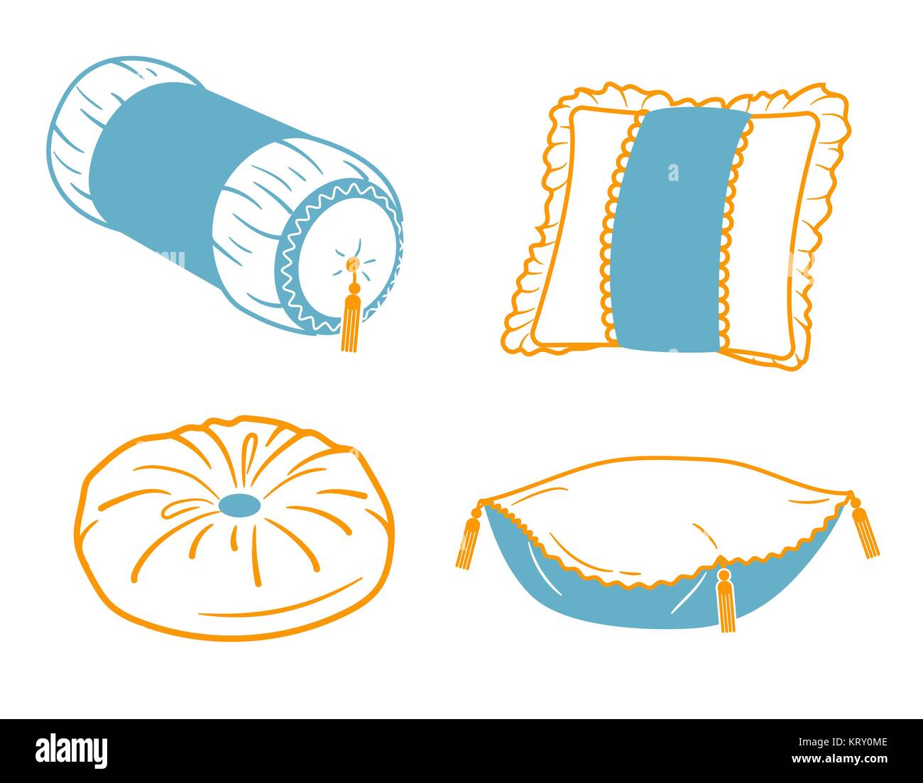 set icons of different shapes and types of cushions. icon in a linear