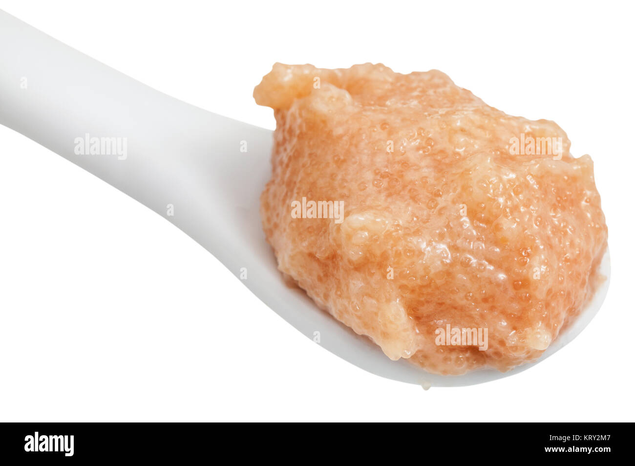 caviar of zander fish in ceramic spoon close up Stock Photo - Alamy