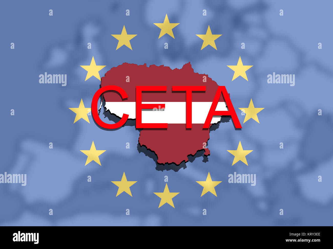 Â ceta - comprehensive economic and trade agreement,lithuania map Stock Photo