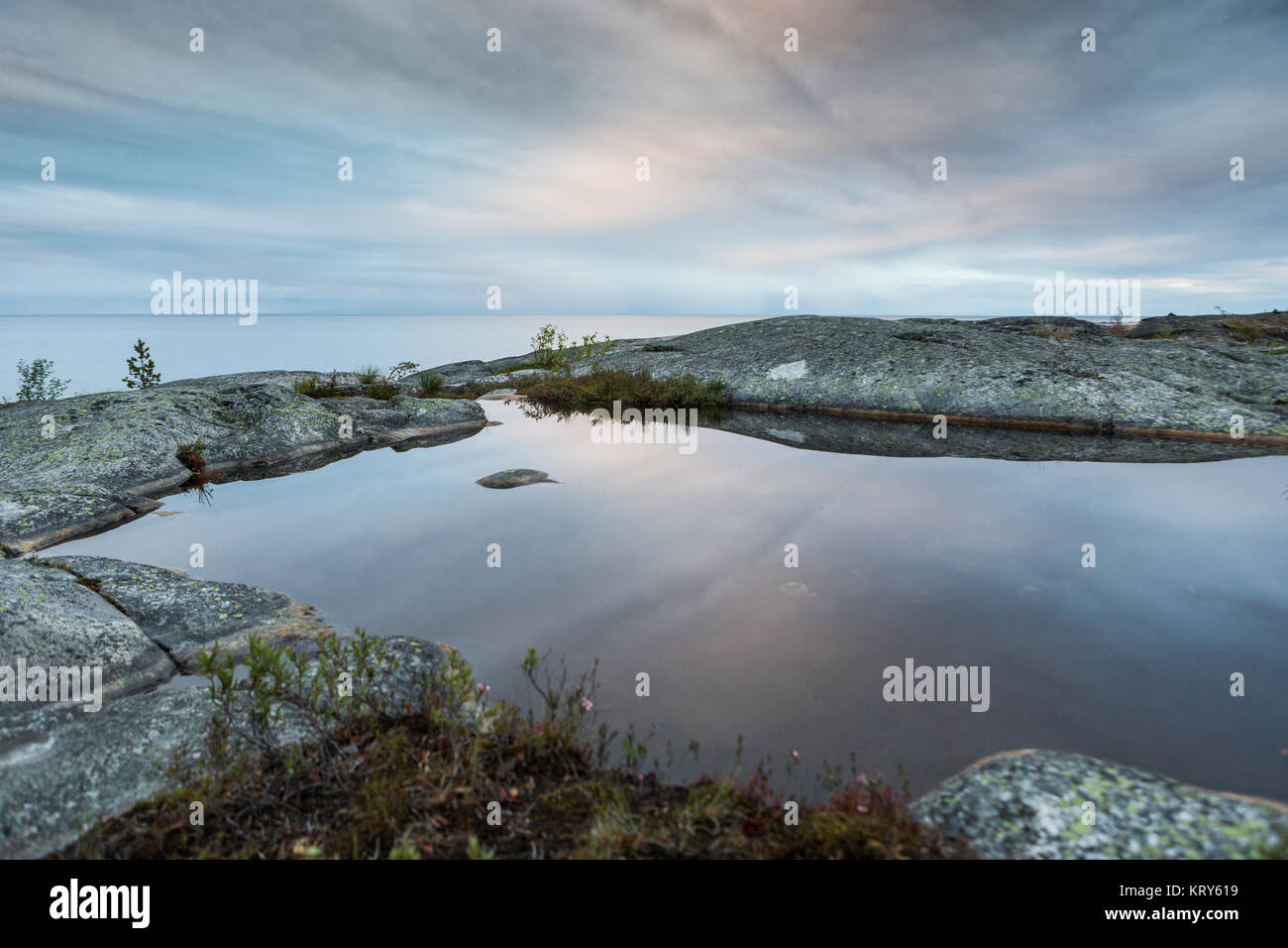 Lake in Vasterbotten, Sweden Stock Photo