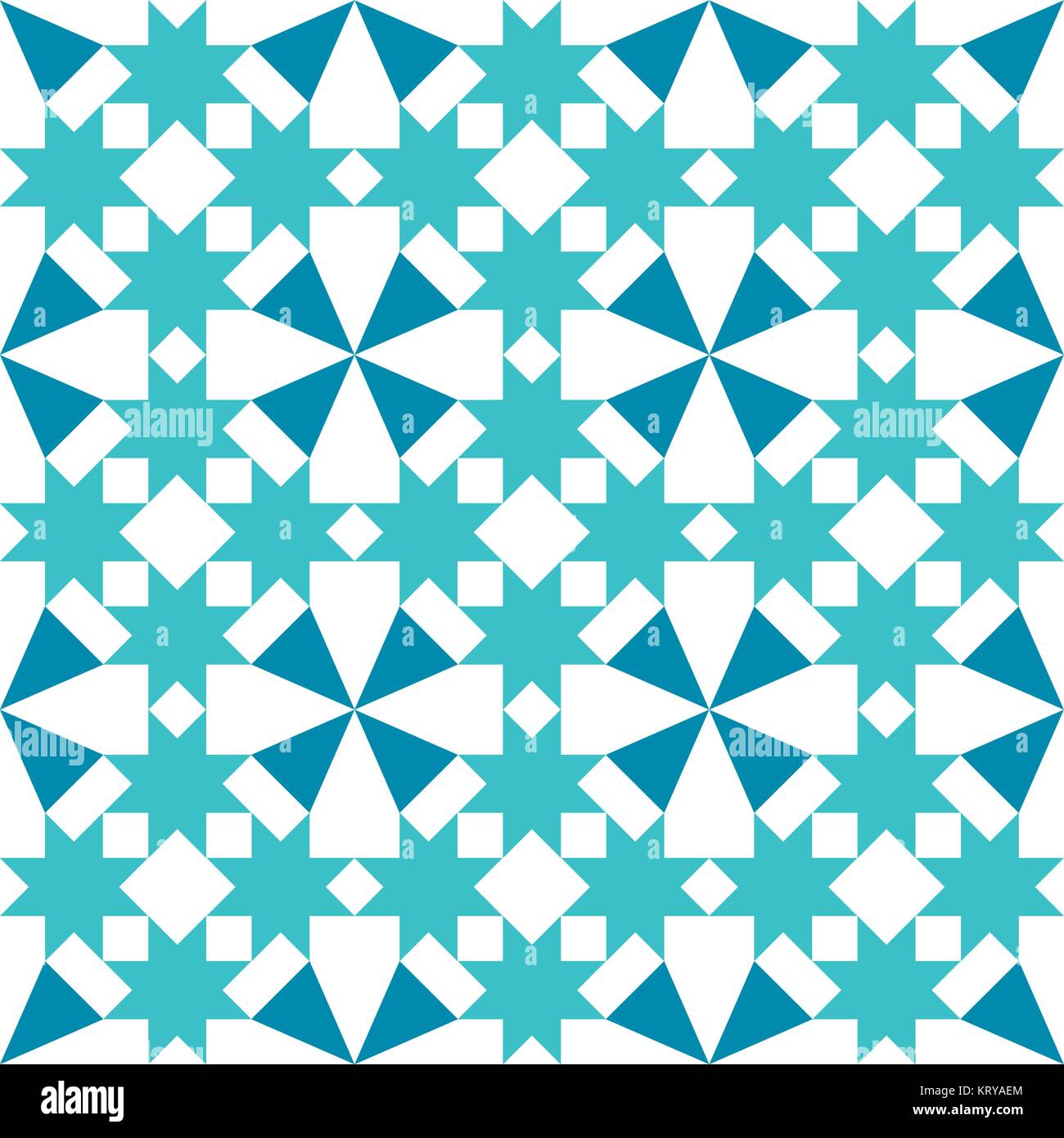 Moroccan tiles design, geometric seamless turquoise tile pattern Stock Vector