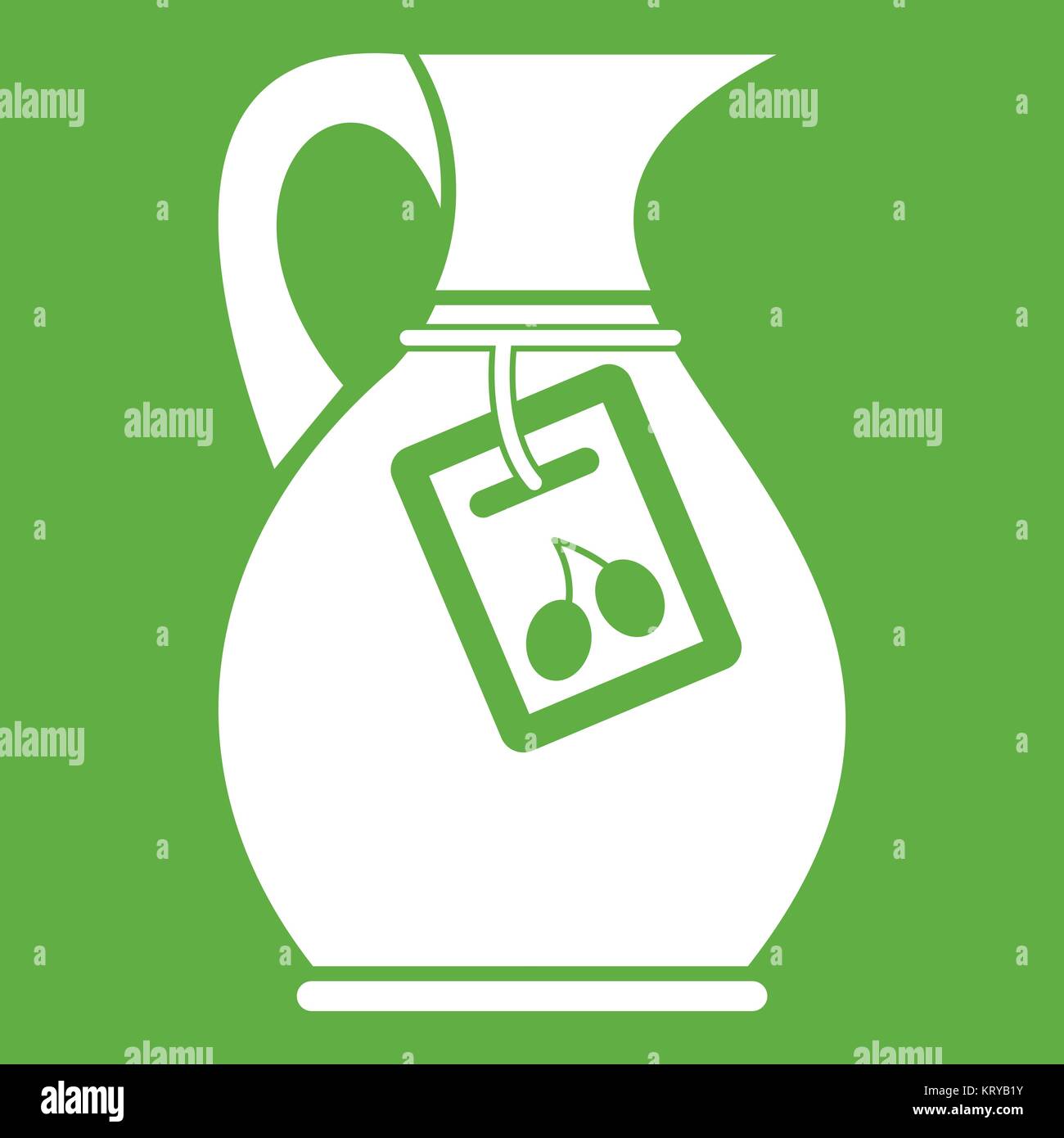 Jug with olive oil icon green Stock Vector