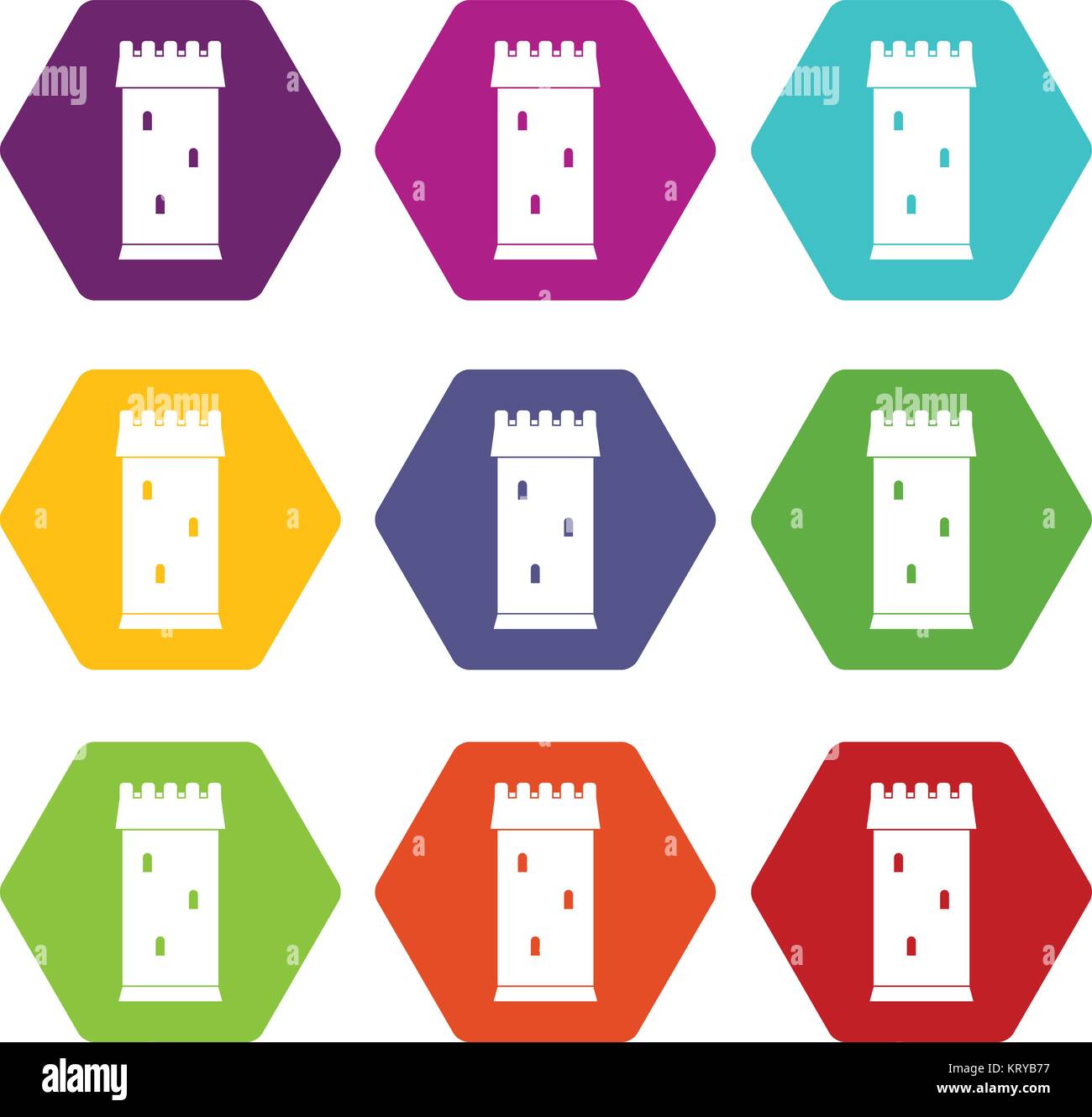 Fortress tower icon set color hexahedron Stock Vector Image & Art - Alamy