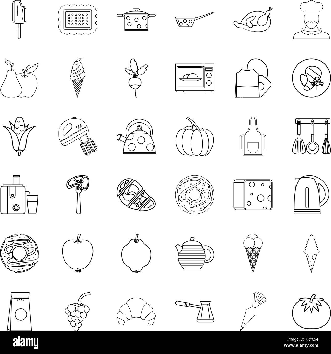 Menu icons set, outline style Stock Vector Image & Art - Alamy