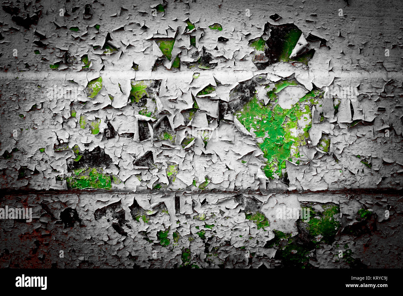 Metal texture covered black paint. Net of green cracks. Rough