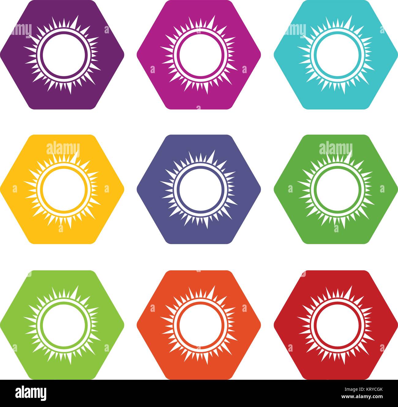Sun icon set color hexahedron Stock Vector Image & Art - Alamy