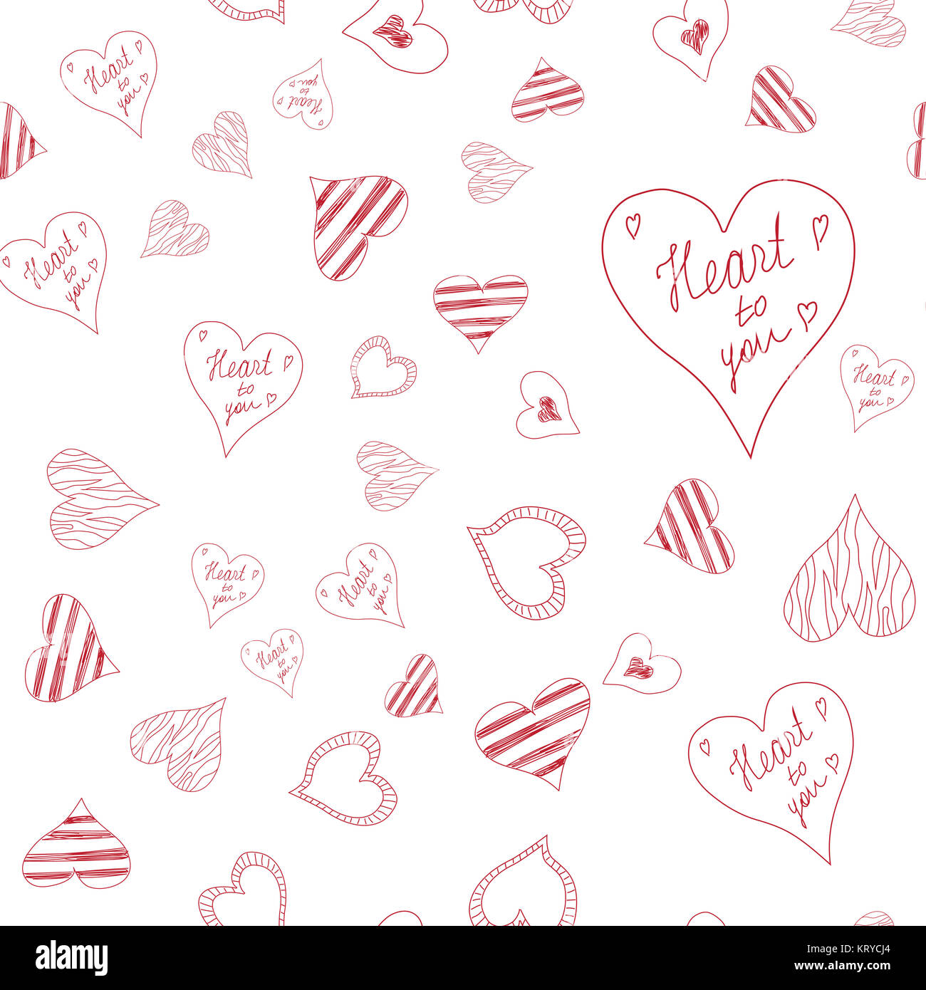 Seamless pattern with hearts on white Stock Photo - Alamy