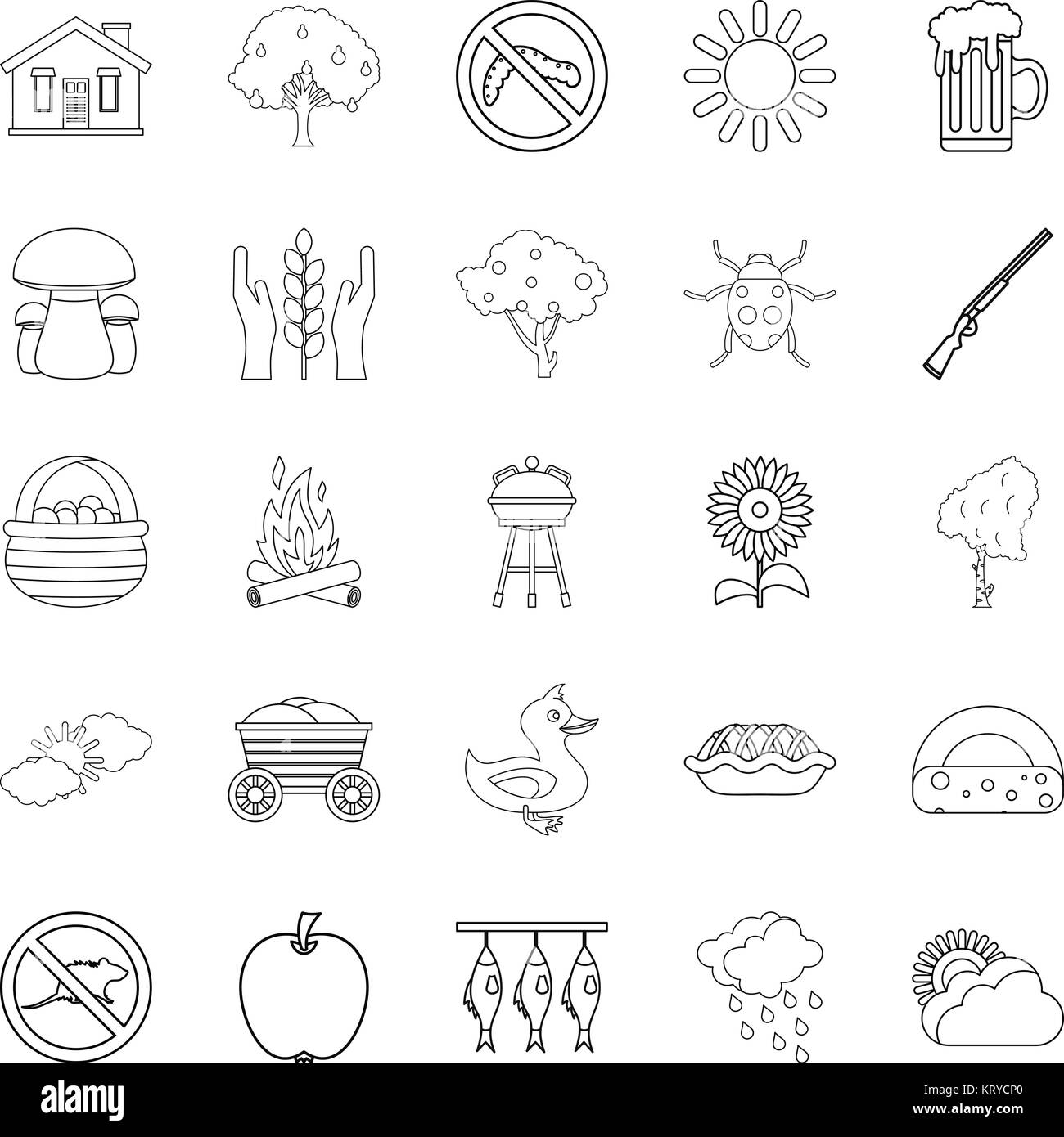 Countryside icons set, outline style Stock Vector Image & Art - Alamy