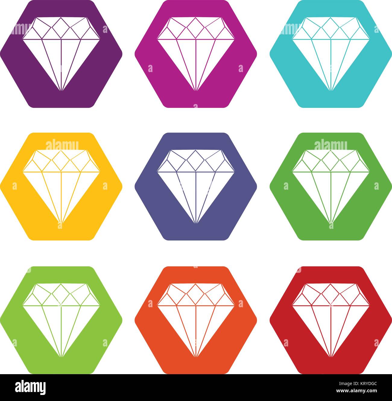 Diamond icon set color hexahedron Stock Vector Image & Art - Alamy