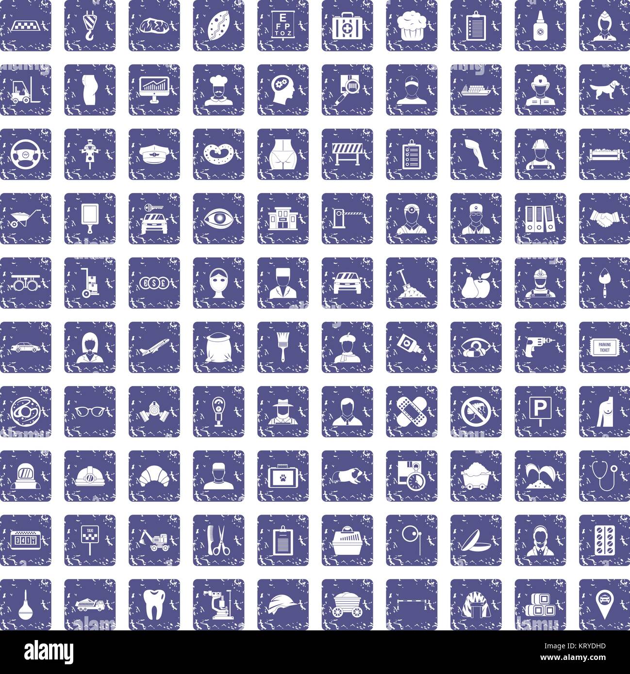 100 favorite work icons set grunge sapphire Stock Vector Image & Art ...