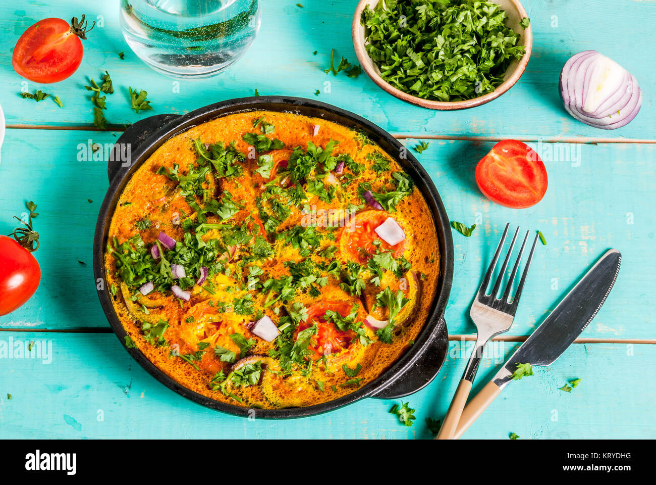 Indian food recipes, Indian Masala Egg Omelet, with fresh vegetables