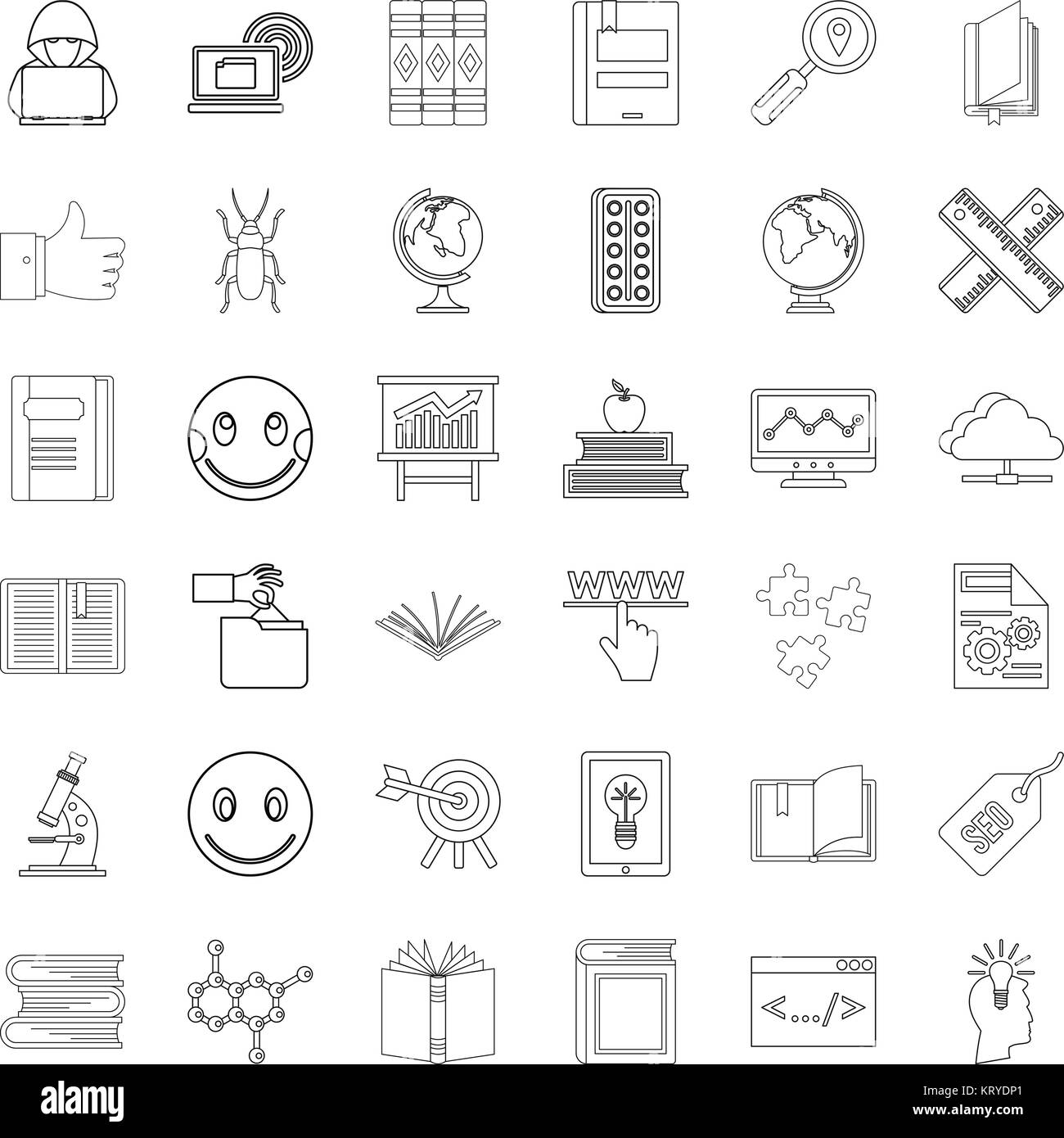 Graduation icons set, outline style Stock Vector Image & Art - Alamy