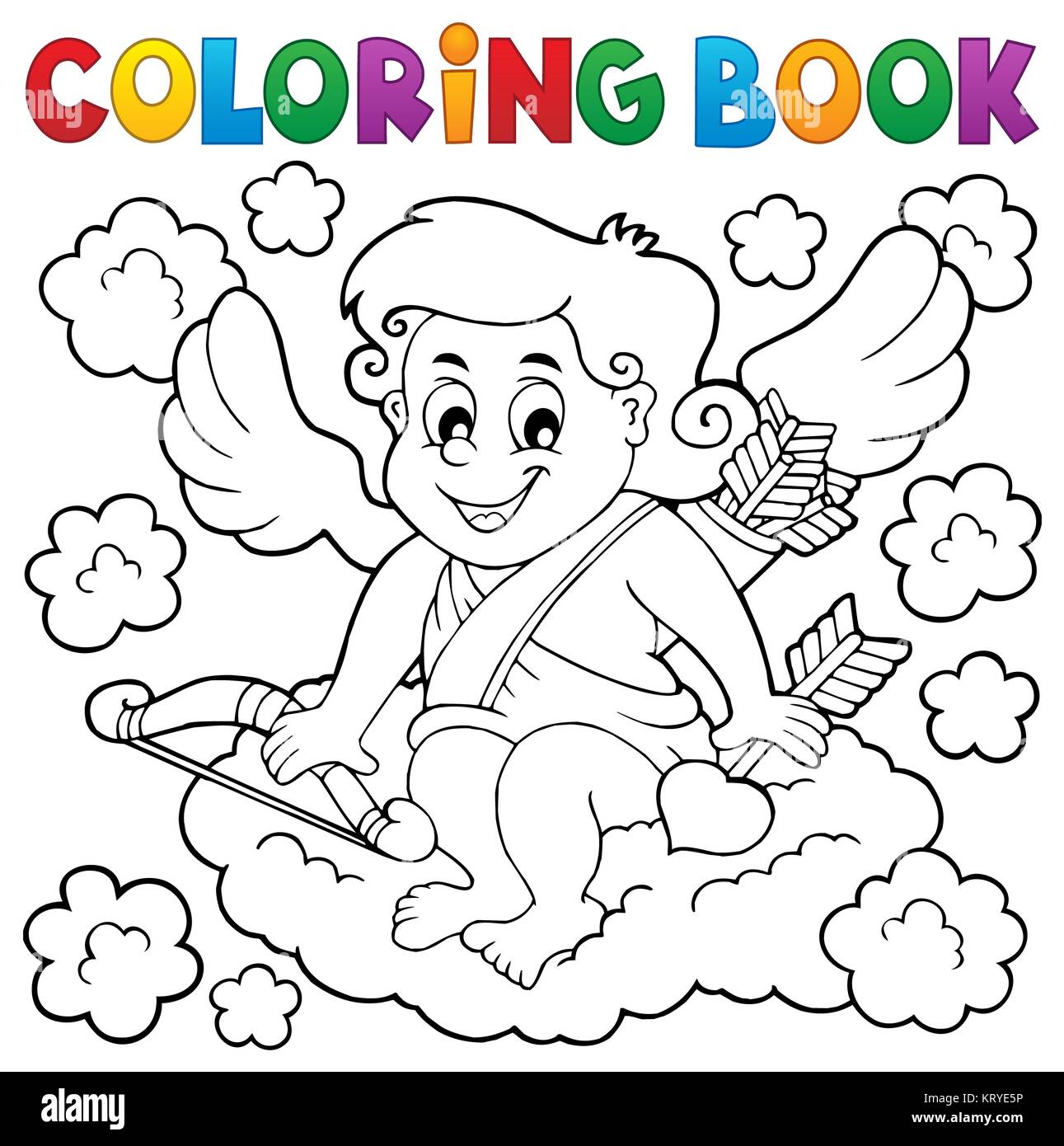 Coloring book with Cupid 3 Stock Photo