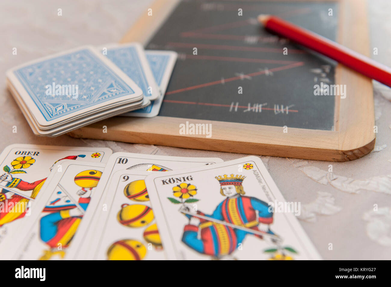 Jasskarten, schweizer Kartenspiel - swiss kard game, Yass Stock Photo
