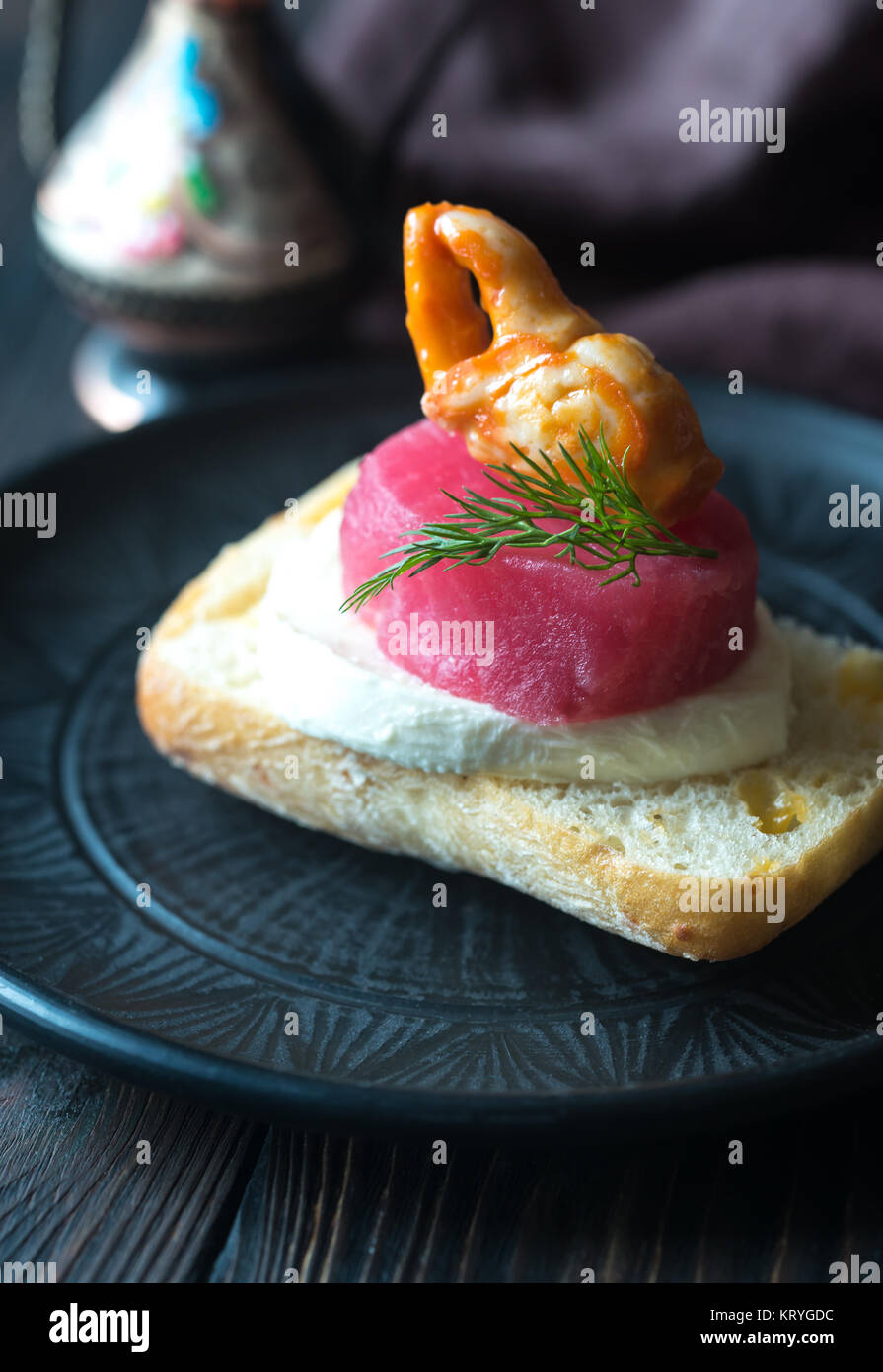Sandwich with tuna, crab claw and mozzarella Stock Photo Alamy