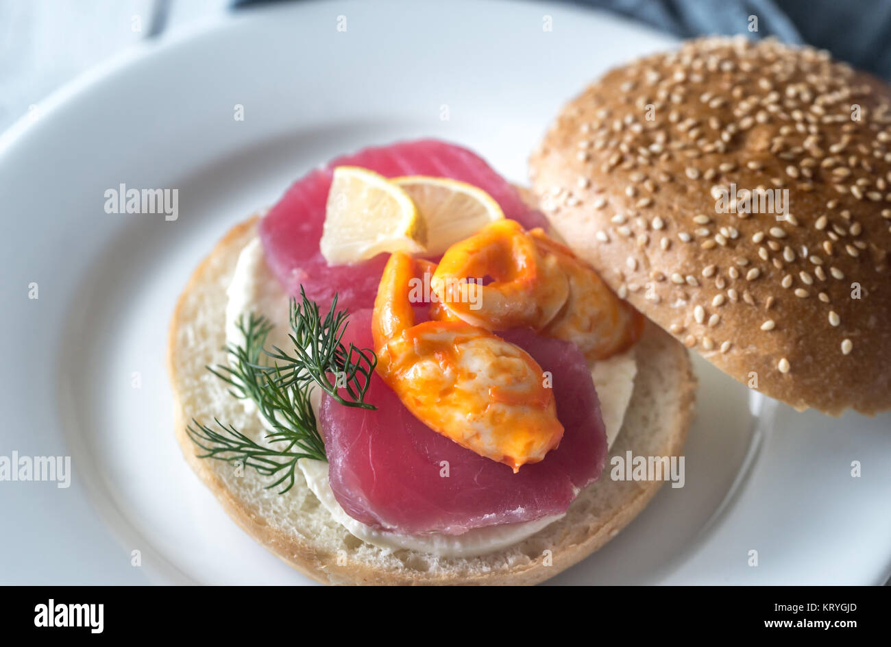 Sandwich with tuna, crab claw and mozzarella Stock Photo Alamy