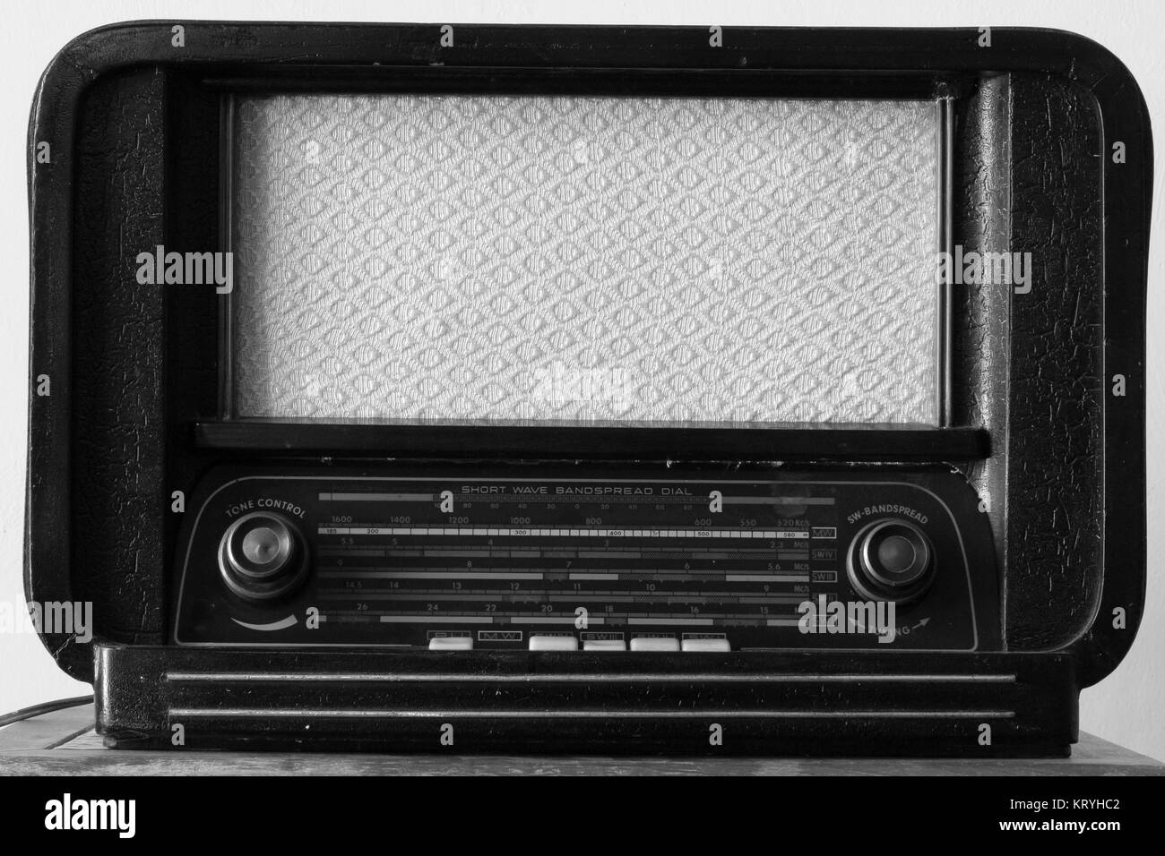 Black and white composition of an old radio tuner Stock Photo